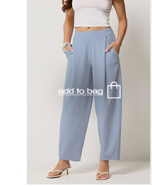 Blue Crinkle Barrel Leg Trousers