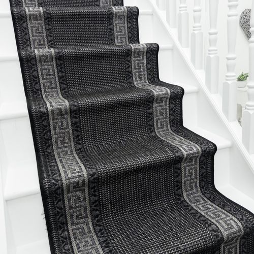 Greek Key Steel Stair Carpet Runner LENGTH: Select Length: 30cm, Width: Select Width: 80cm