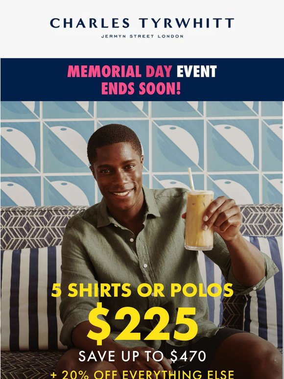 5 Shirts or Polos $225 | ENDS TOMORROW