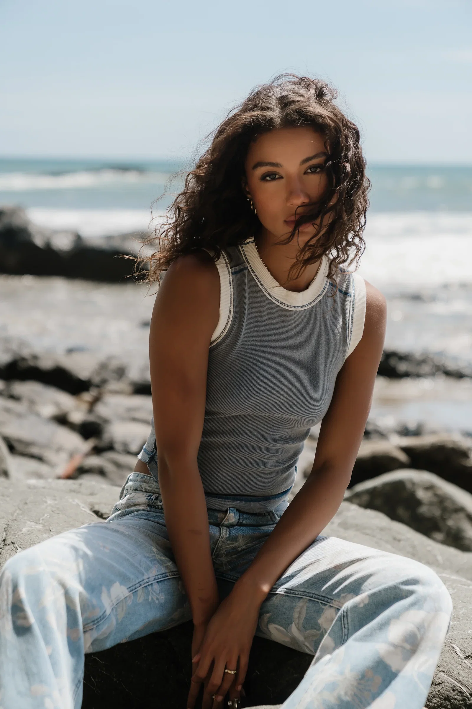 Image of Lilah Reverse Seam Tank in Indigo