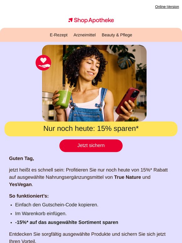 ⏰ Letzte Chance: Ihr 15%-Vorteil auf Nahrungsergänzungen