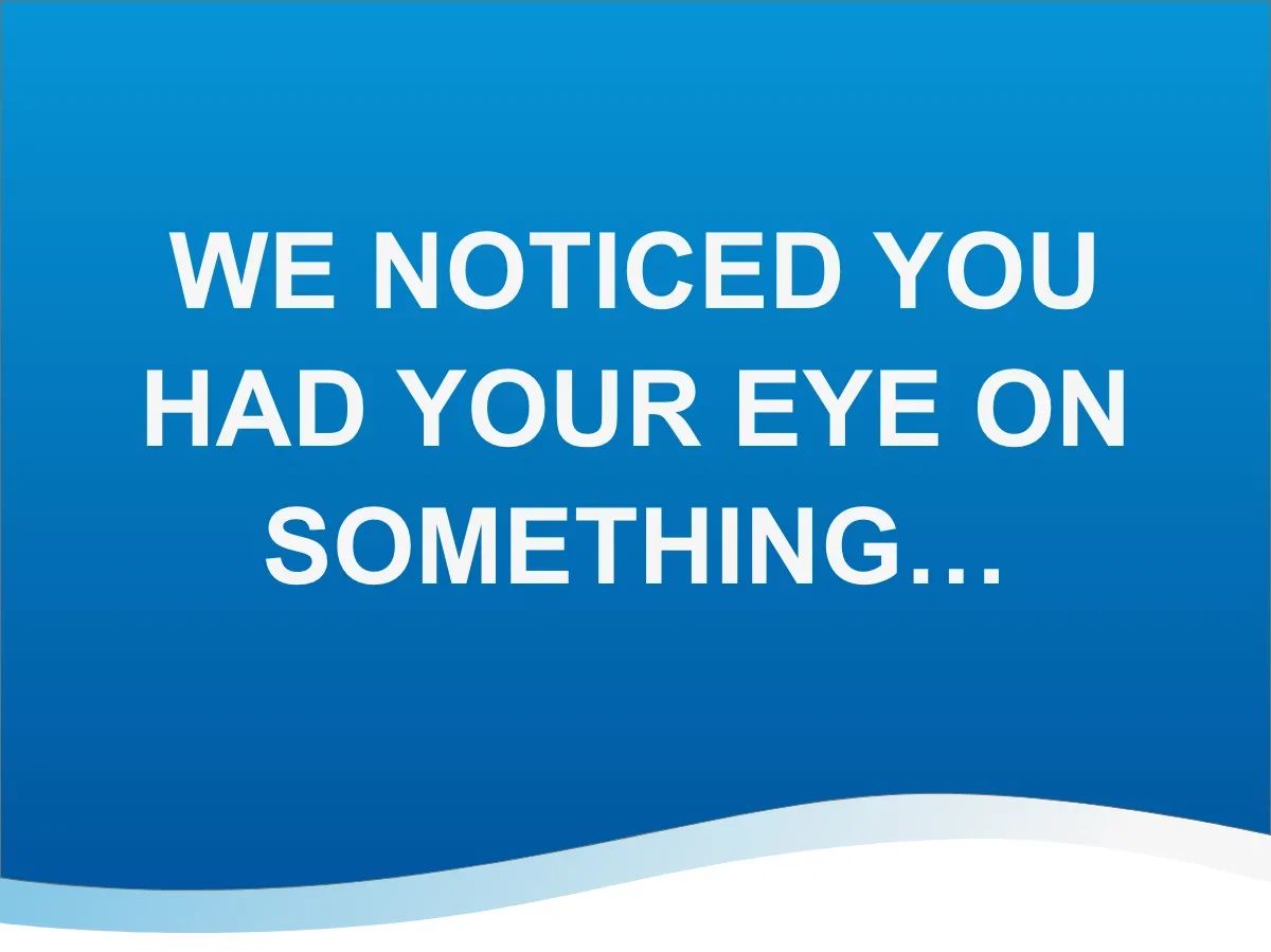 WE NOTICED YOU HAD YOUR EYE ON SOMETHING...