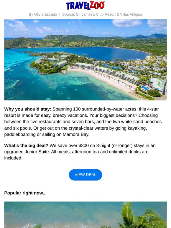 Save $830—Antigua all-inclusive getaway for 2