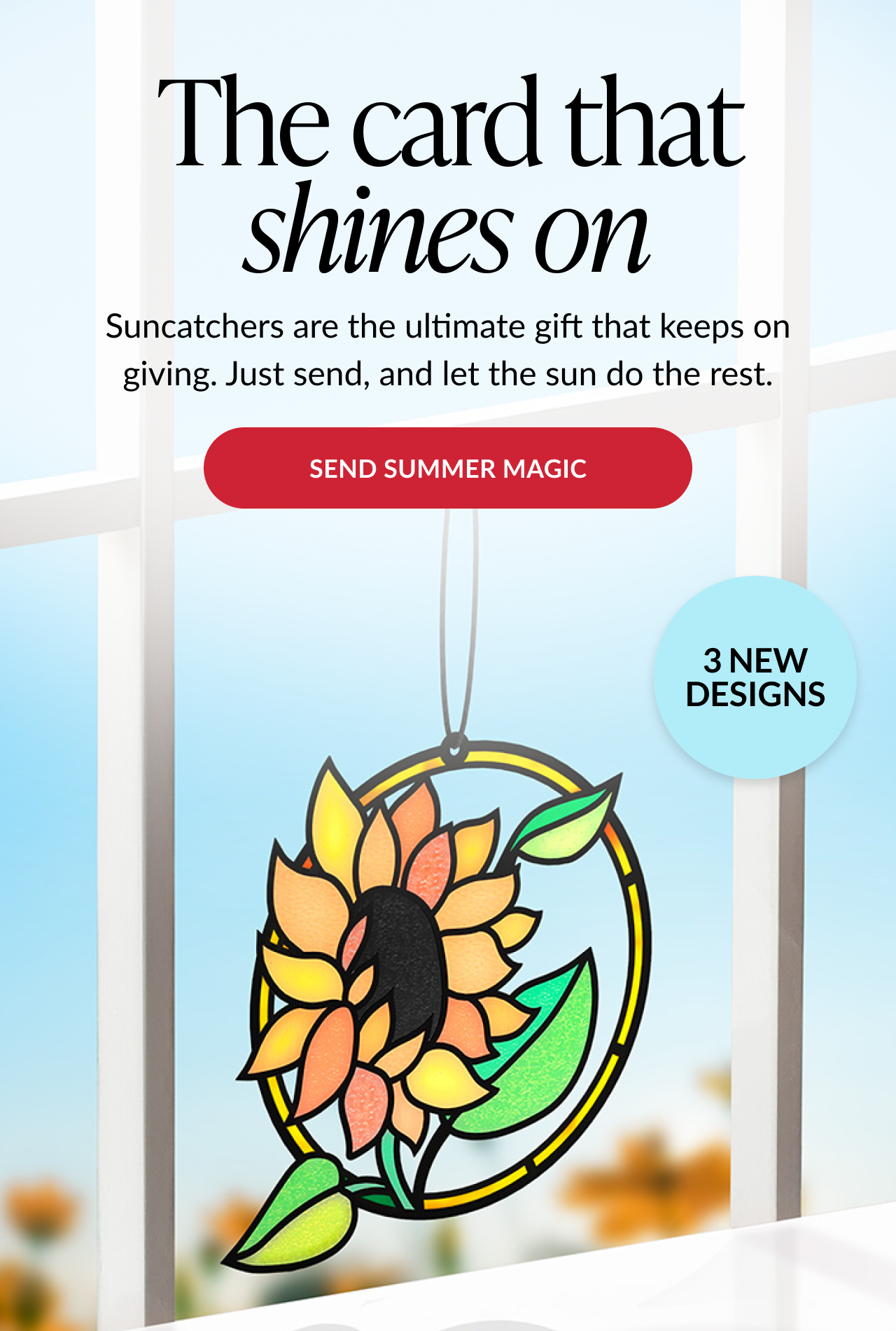 Shop Suncatcher Cards — colorful summer pop-up cards that catch the light