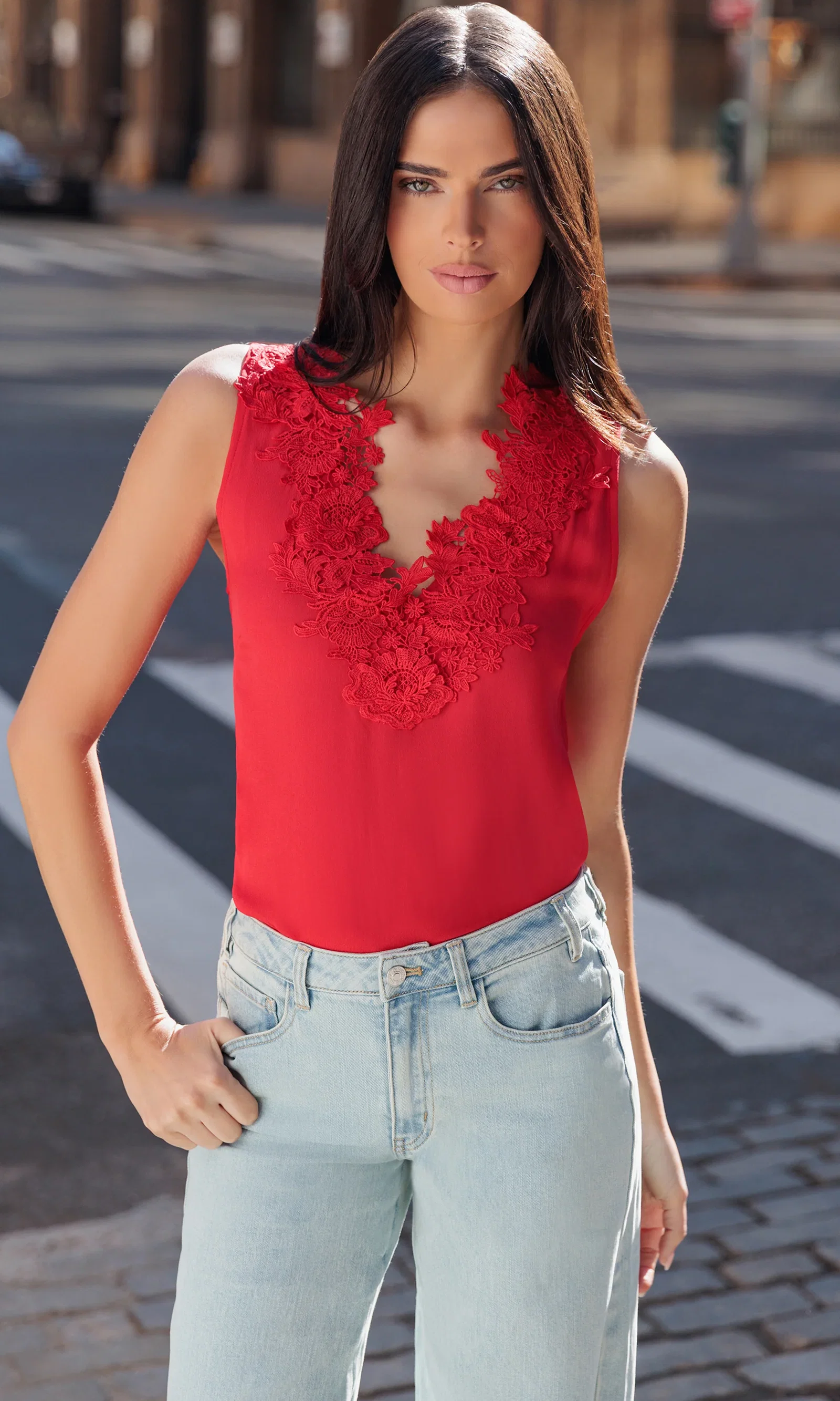 Image of Adiha Lace Combo Blouse