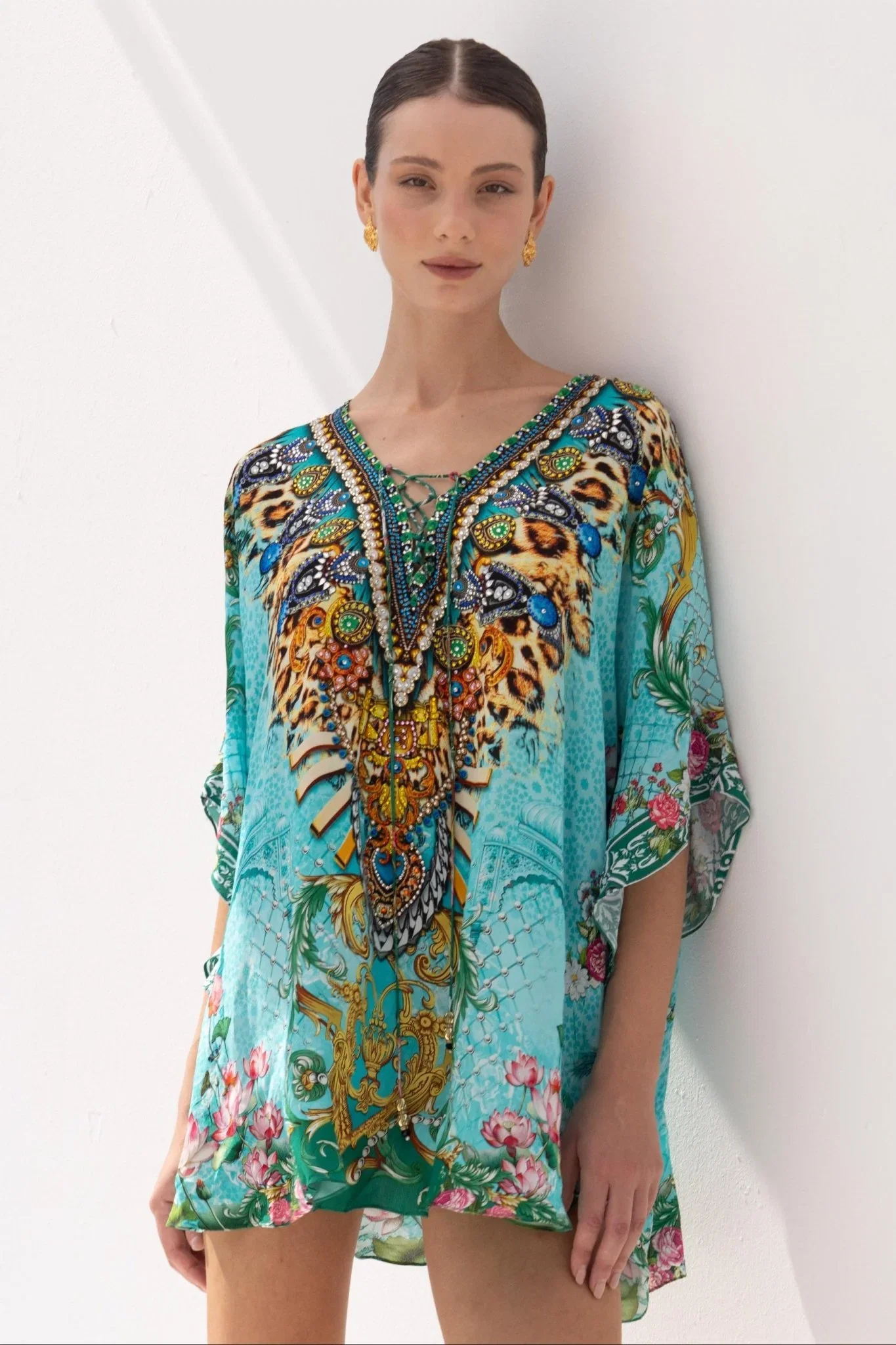 Image of Aqua Cheetah Butterfly Top