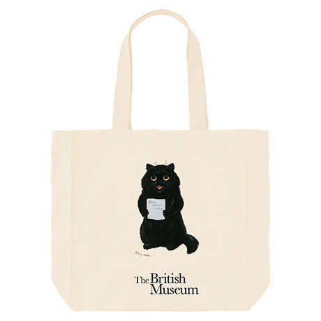 Stylish tote bag featuring Louis Wain’s cheerful black cat holding a “Home Sweet Home” sign. - Shop Now.