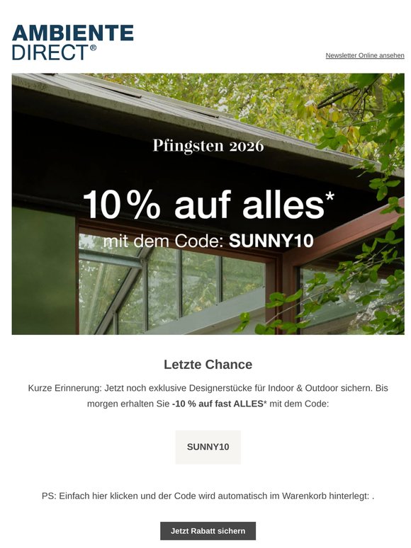Jetzt noch -10% auf ALLES* sichern! ☀️