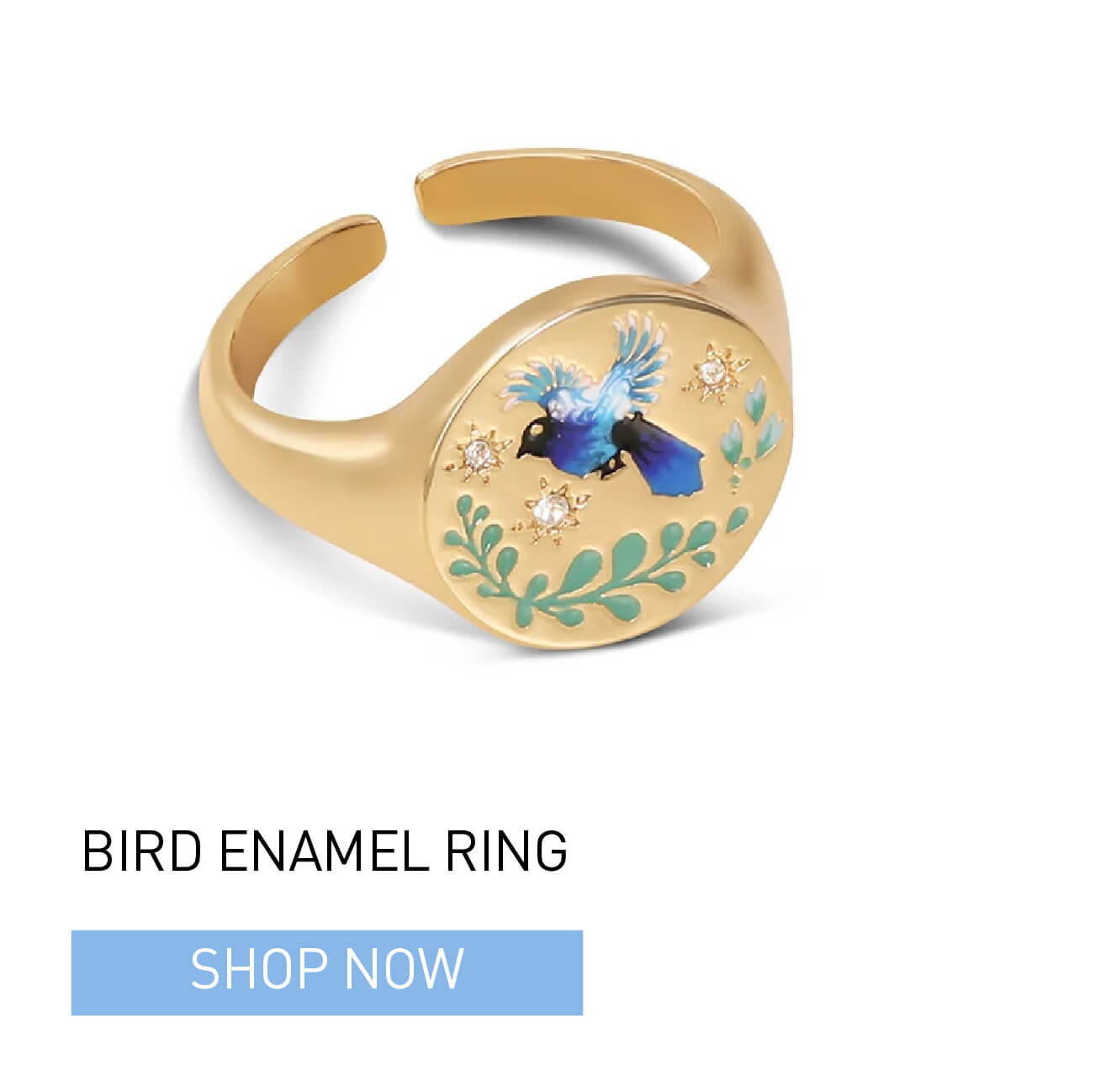 Bird Enamel Ring