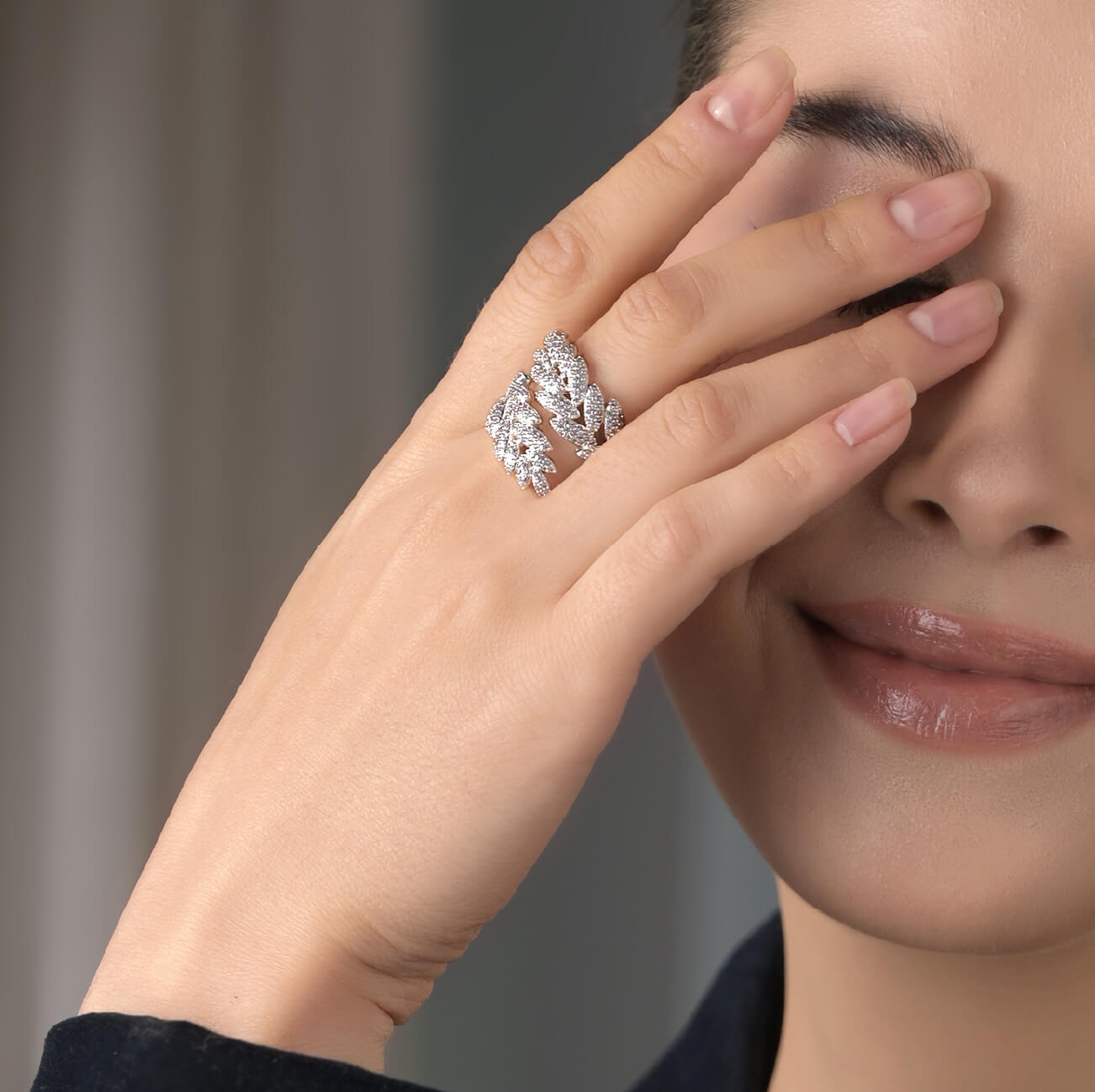 Silver Plated Leaf Ring