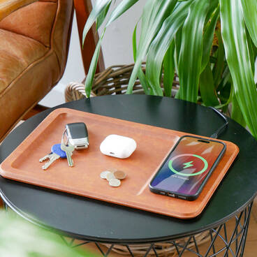 Leather Tray And Wireless Phone Charger
