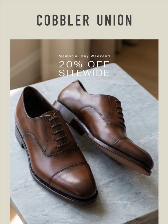 20% off. The shoe that stays with you.