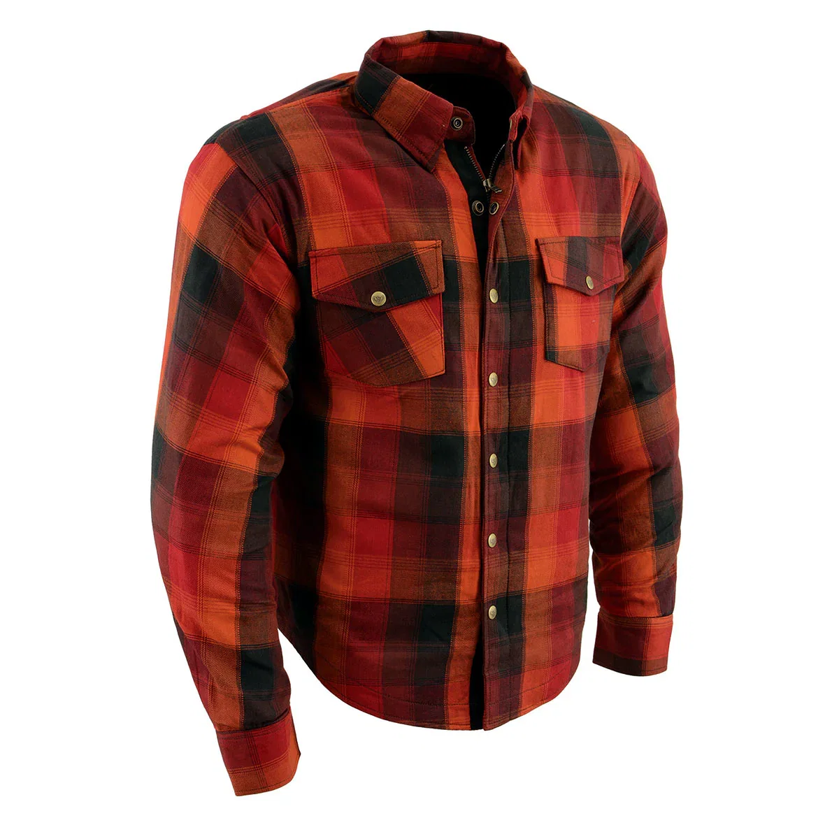Image of Milwaukee Leather MPM1641 Men's Plaid Flannel Biker Shirt with CE Approved Armor - Reinforced w/ Aramid Fiber
