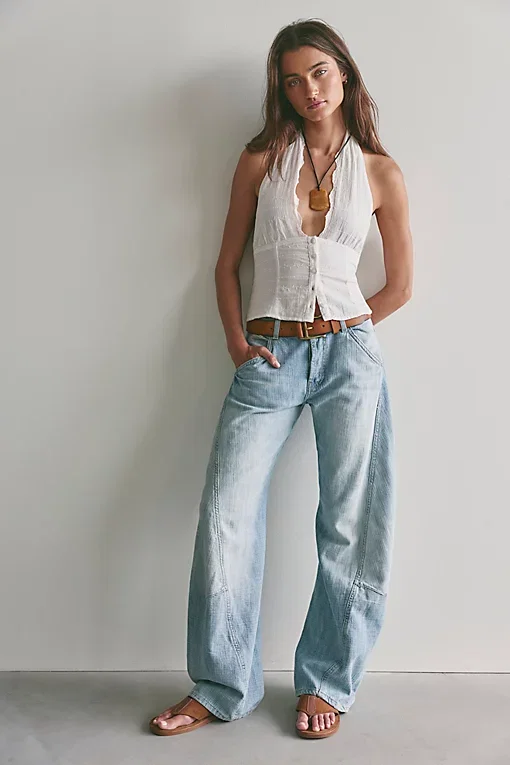 We The Free Highland Low Rise Bowed Jeans