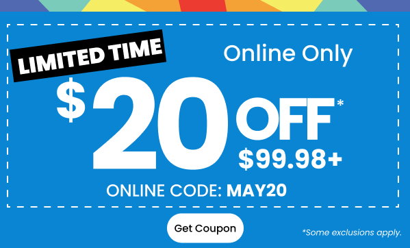 Limited Time In Store and online $20 Off $99.98 Get Coupon Online Code: EXTRA10