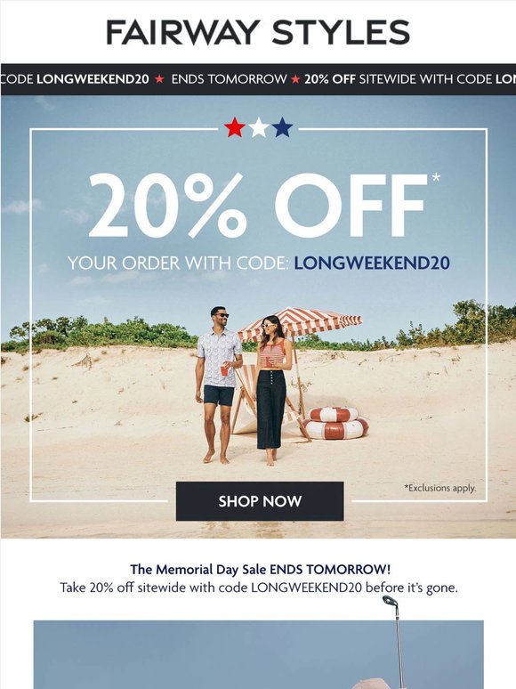 Memorial Day Sale ENDS TOMORROW