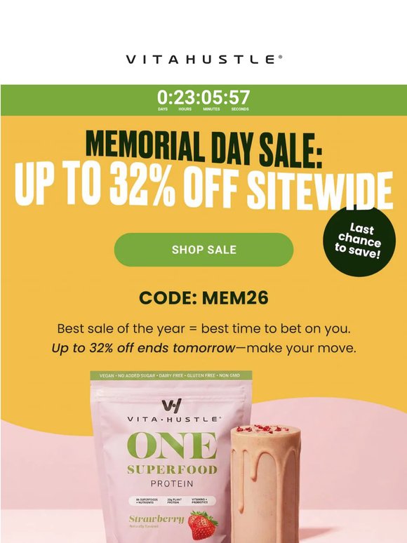 ONE DAY LEFT: up to 32% off