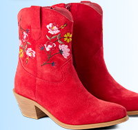 Betsy Embroidered Suede Western Ankle Boots