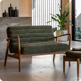 Scott Two-Seater Boucle Sofa in Green
