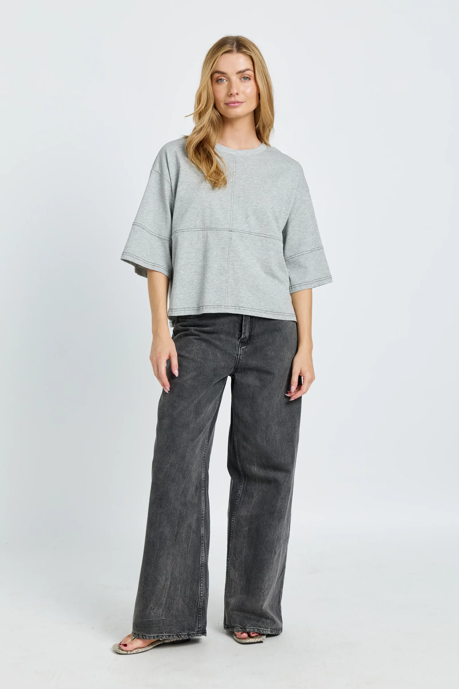 Image of Holland Slouch Panel Tee - Grey Marle