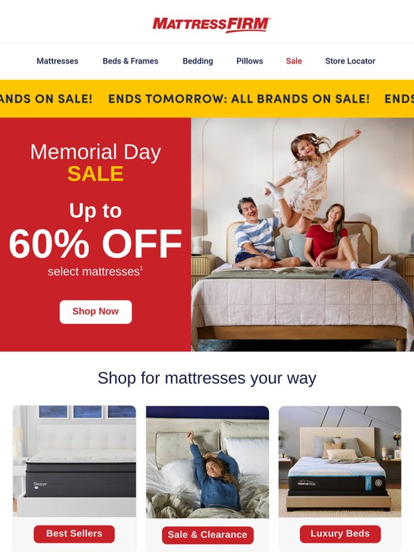 Score! You're getting up to 60% off select mattresses.