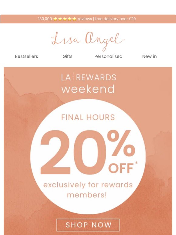 Last Chance for 20% Off! ⏰ Join LA rewards today ✨