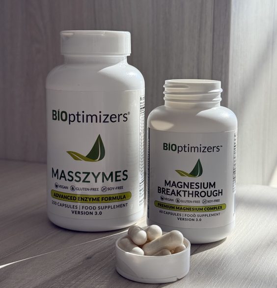 Our BIOptimizers Masszymes and Magnesium Breakthrough with some capsules 