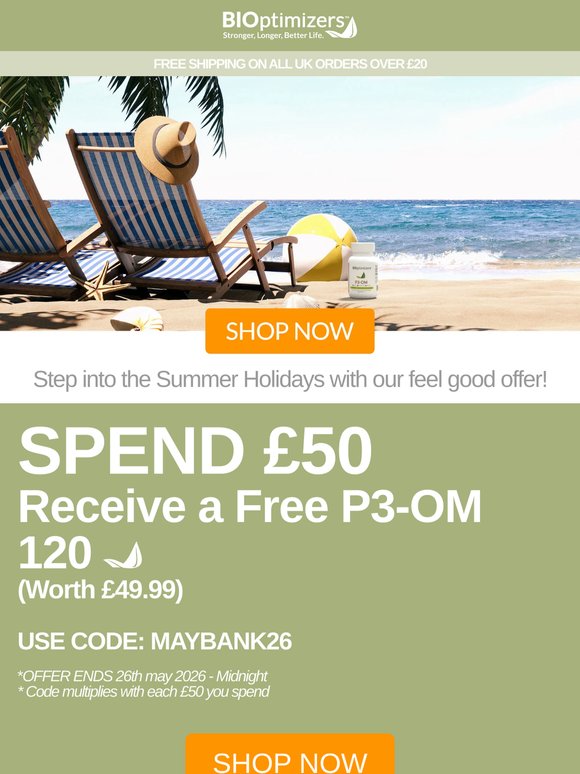 FREE P3-OM 120 Caps with Orders Over £50
