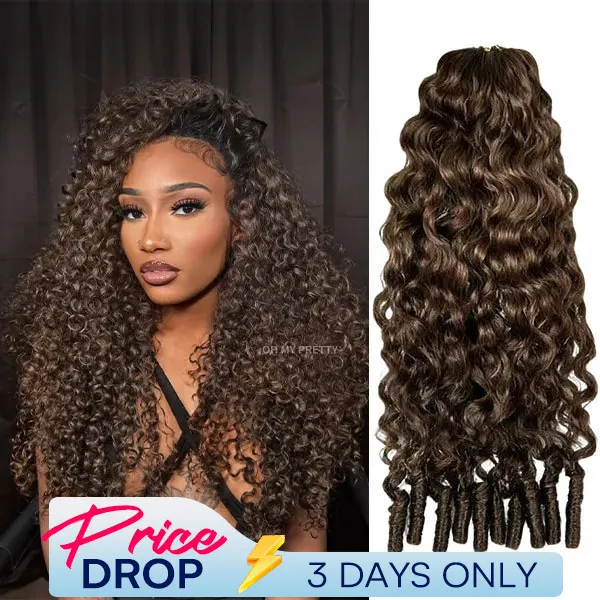 Chocolate Brown #4 Burmese Curly Color Crochet Hair Extension Pre-Separated Miracle Knots 100% Human Hair