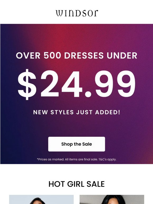 FYI: over 500+ dresses under $25