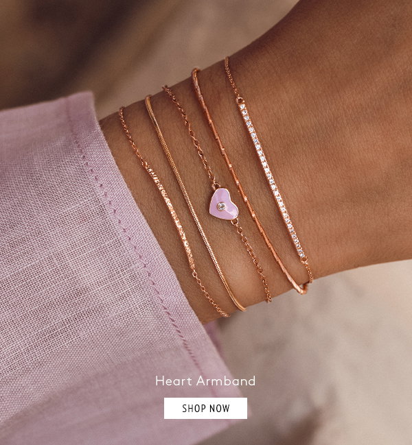 Heart Armband - rosévergoldet mit rosa Emaille Herz Topas