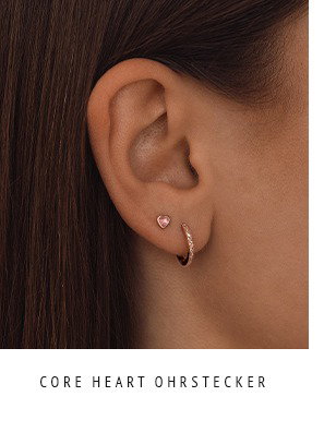 Core Heart Ohrstecker - rosévergoldet, Herz aus pinkem Edelstein