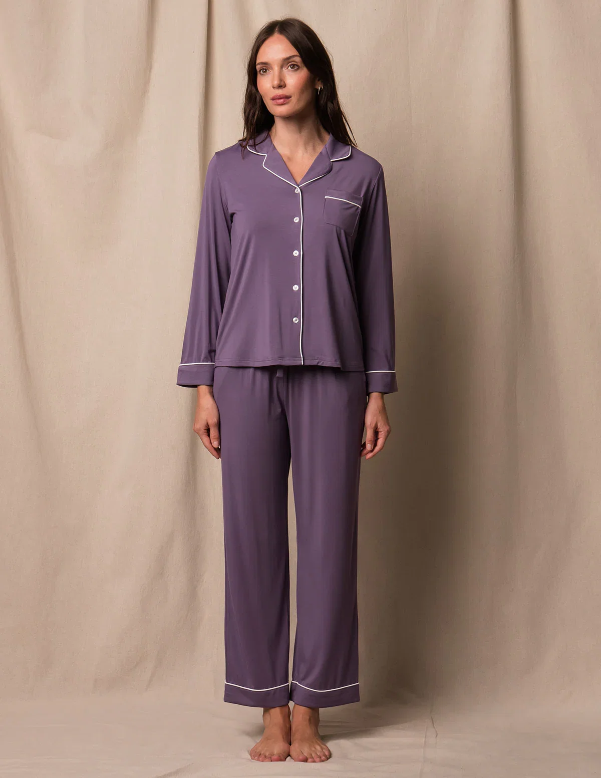 Image of Bamboo Classic Pajama Set - Purple Heather