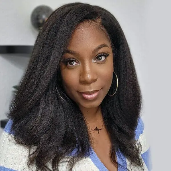 Glueless Kinky Straight Side Part Lace Front Human Hair Wigs