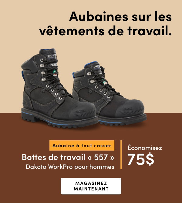 Aubaine à Tout Casser Bottes de travail imperméables « 557 » Dakota WorkPro pour hommes économisez 75$