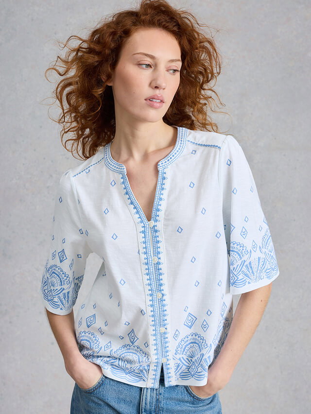 Shop Lizzie Border Embroidered Top