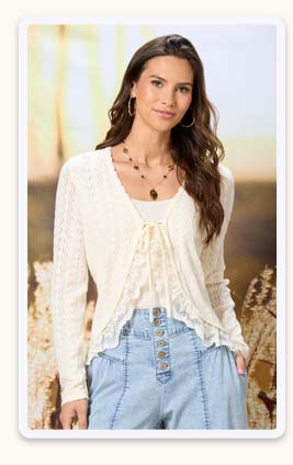 Shop Ruffled Lace Trim Cardigan