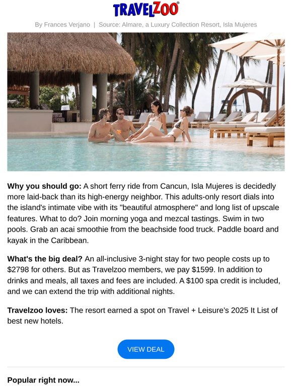 Save $1100—Mexico: luxe all-inclusive island escape for 2