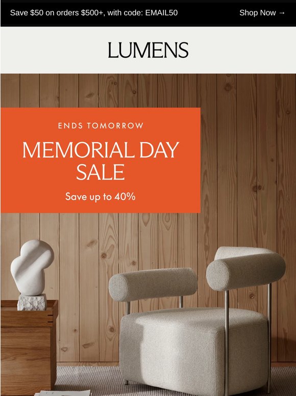 The Memorial Day Sale ends tomorrow.