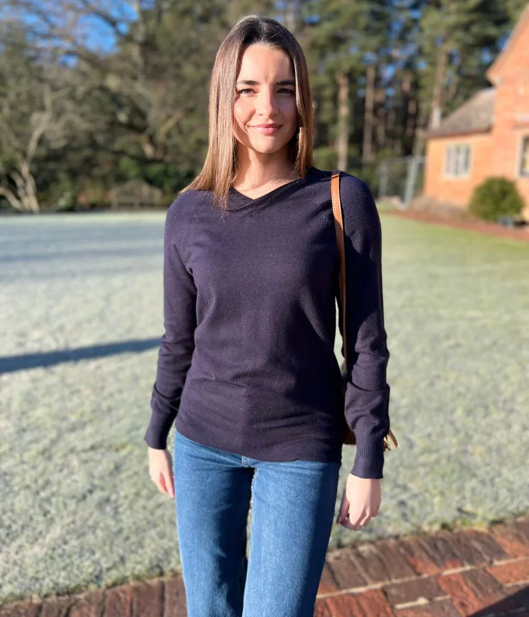 Image of Navy Soft V Neck Jumper