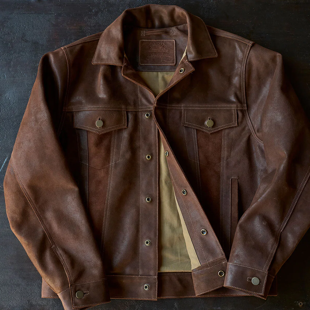 Image of No.210 Dean Jacket | Waxed Suede Brown