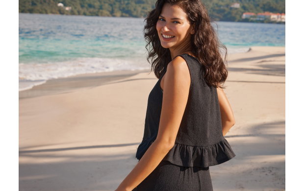 Ruffled Crepe Knit Cami