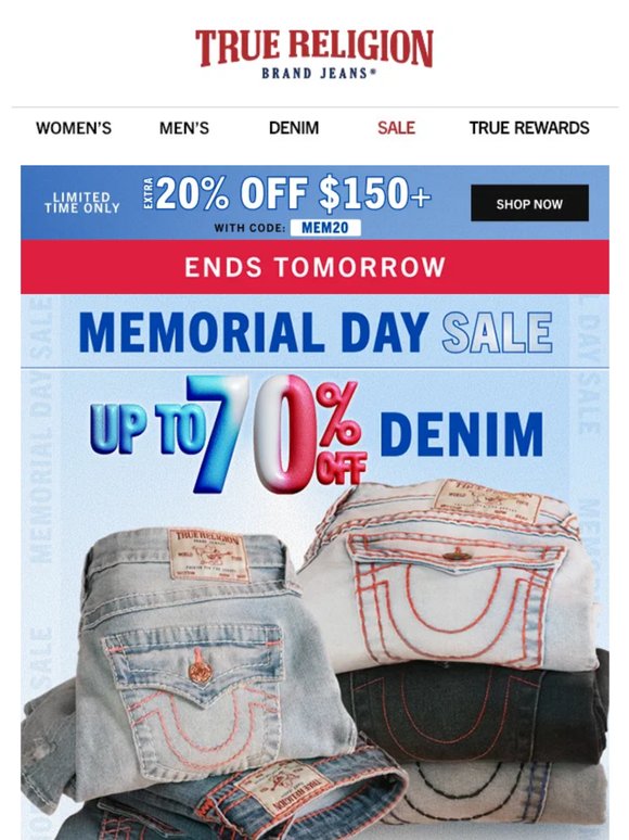 ENDING SOON ⏰ Up to 70% OFF denim + extra 20% OFF