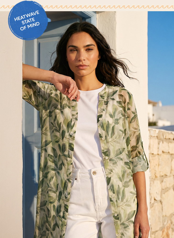 Green Floral Print Longline Blouse