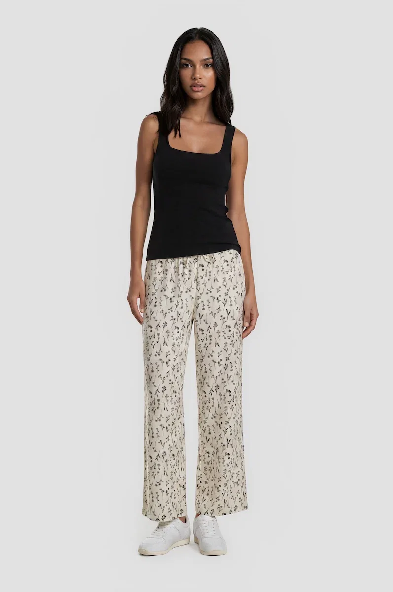 Image of Wide Leg Cropped Pants - Cream