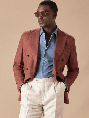 Tailored Fit Rust 1913 Linen Suit Jacket