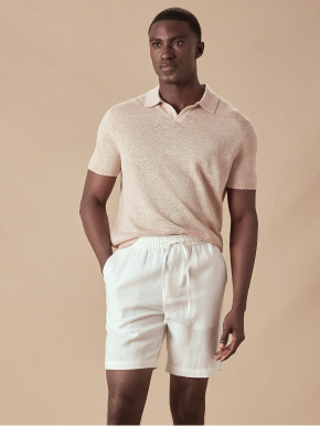 White Linen Drawstring Shorts