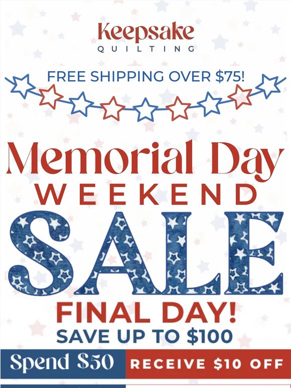 💙🤍 Memorial Day Weekend: Final Chance at $100 Off 🤍❤️