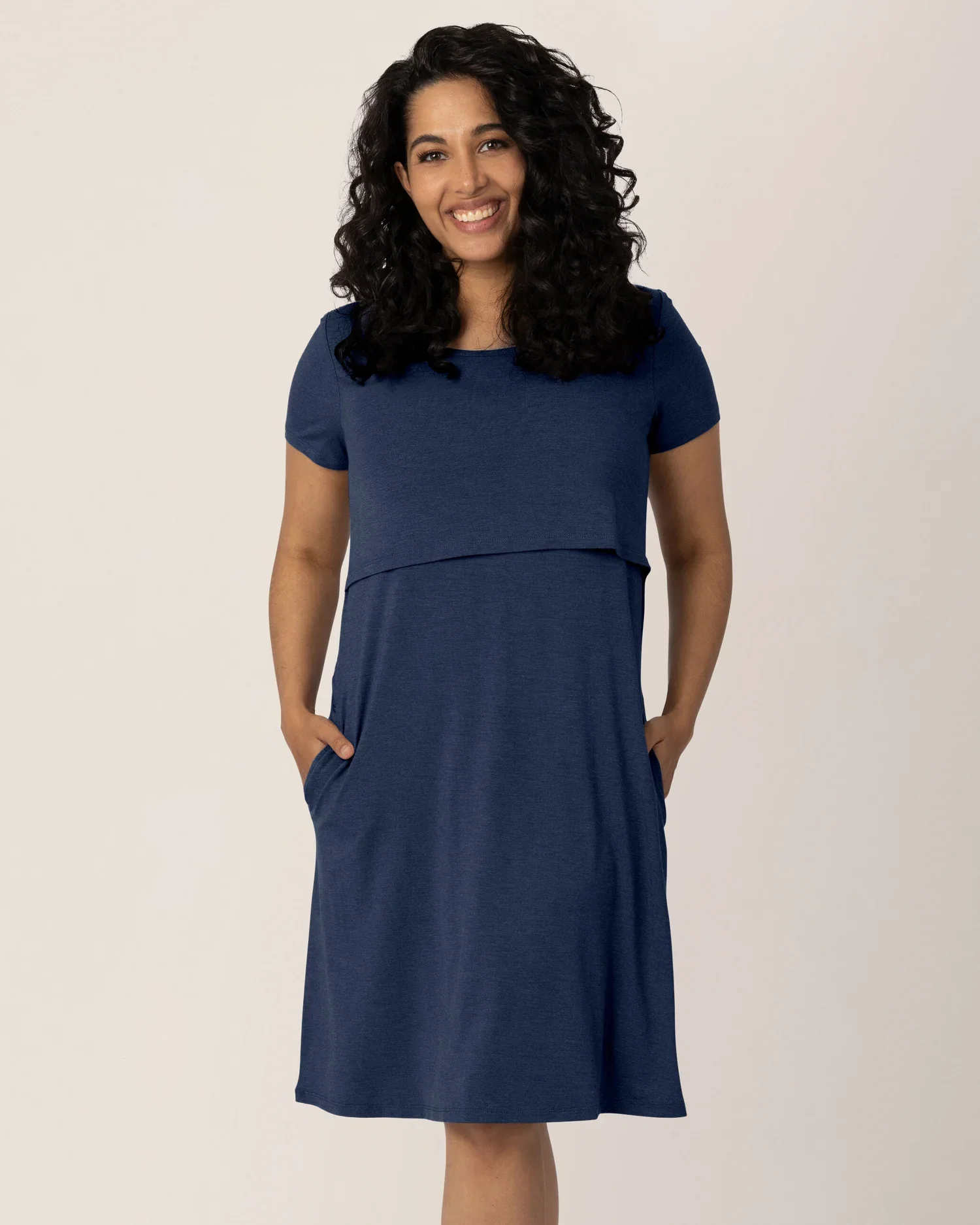 Image of Eleanora Bamboo Maternity & Nursing Dress | Navy Heather