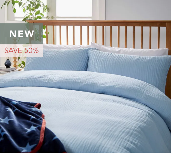 Long Island Muslin Bedding in Chambray Blue